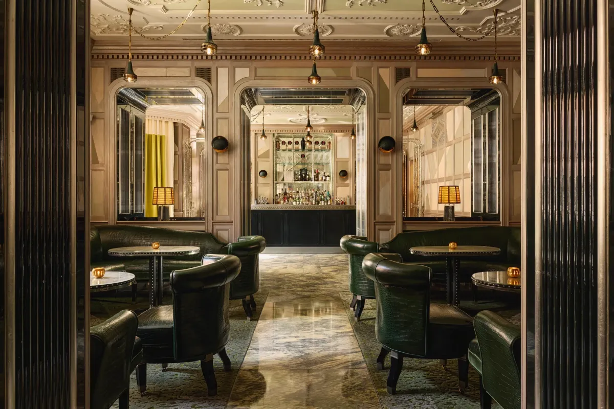 The geometric interior and bar of The Connaught Bar