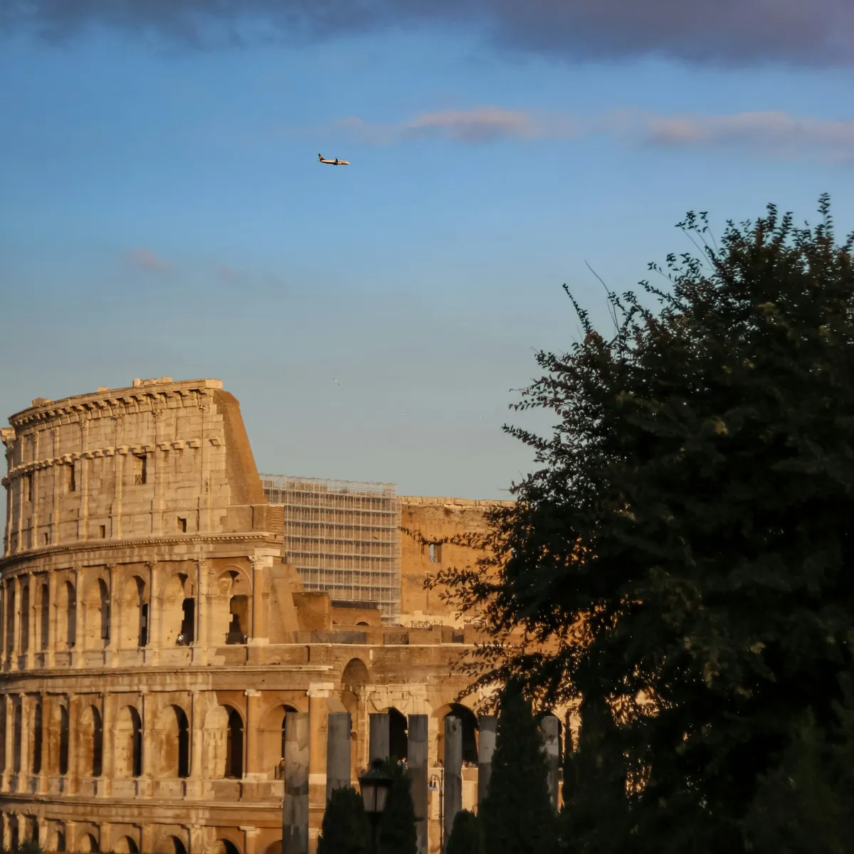 The Colosseum in Rome in warm evening light